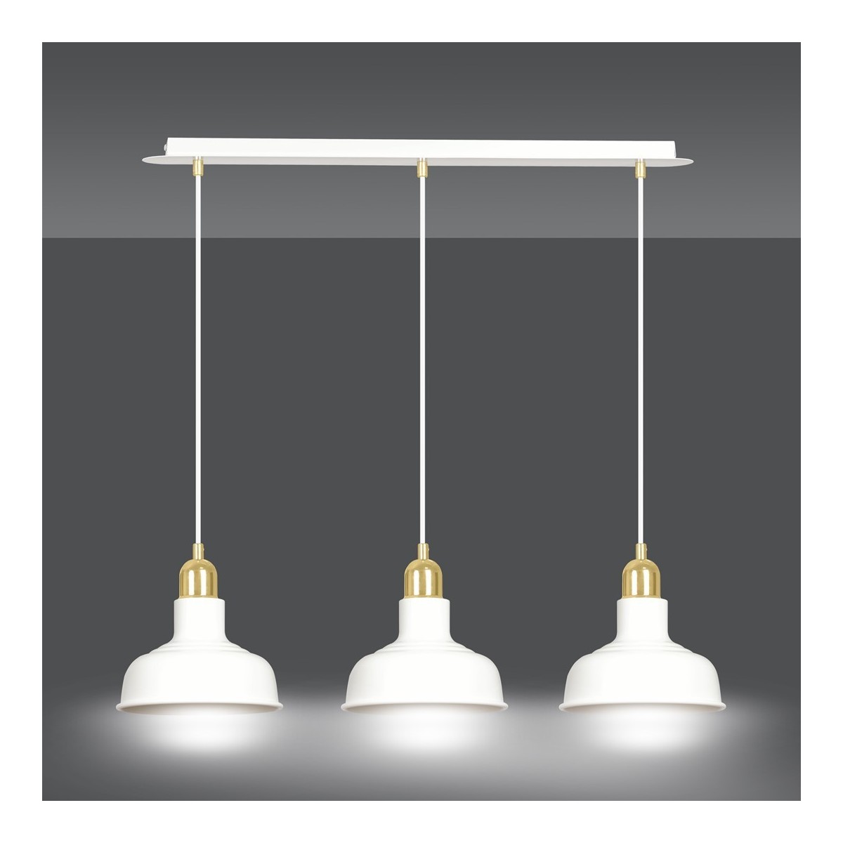 LAMPA WISZĄCA  IBOR 3 WHITE kolor biały / złoty