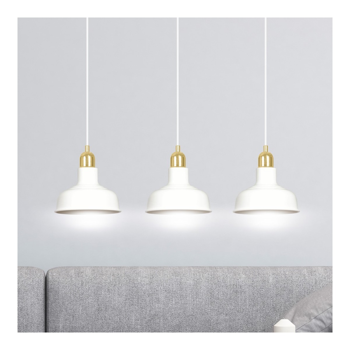 LAMPA WISZĄCA  IBOR 3 WHITE kolor biały / złoty