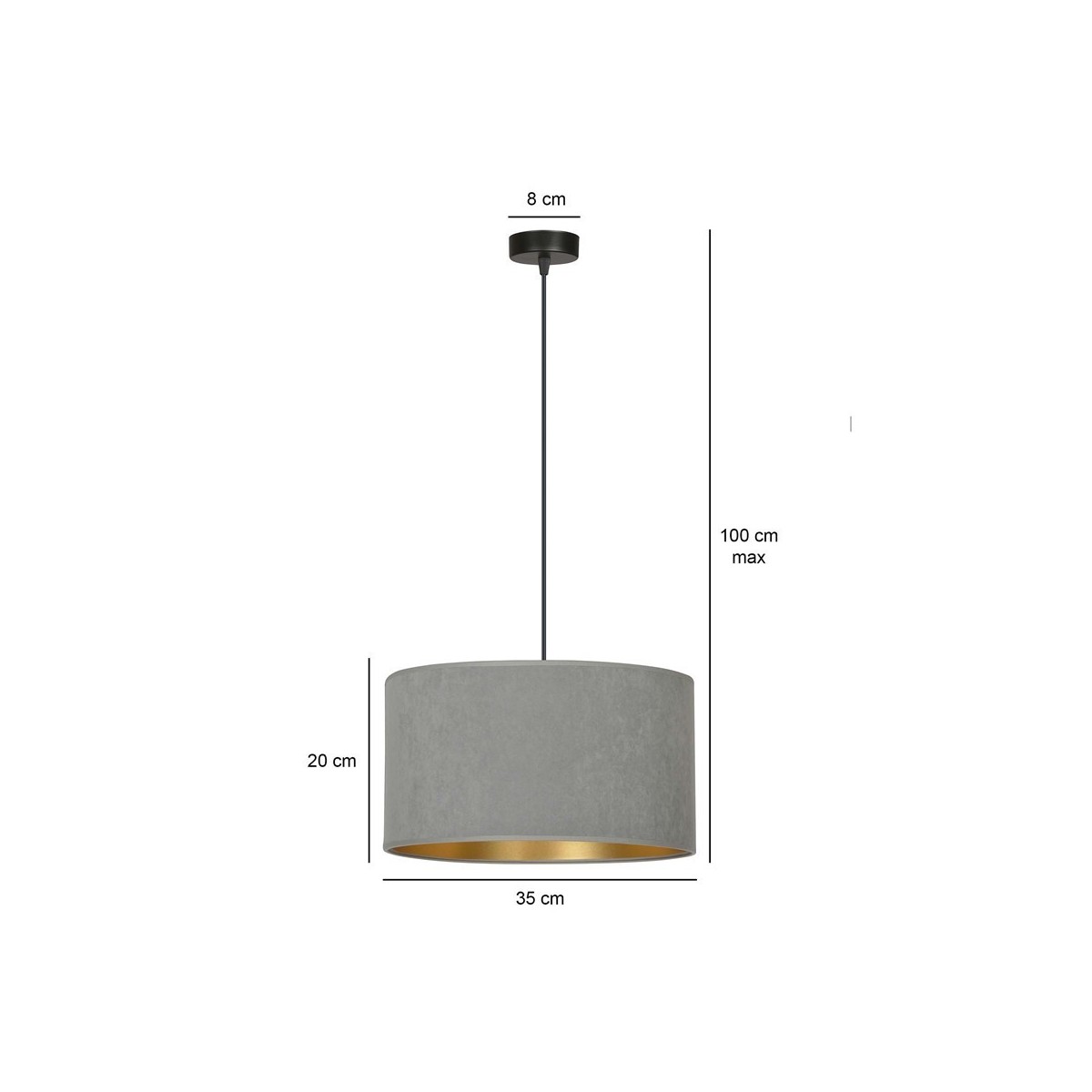 LAMPA WISZĄCA HILDE 1 BL GRAY kolor szary / złoty