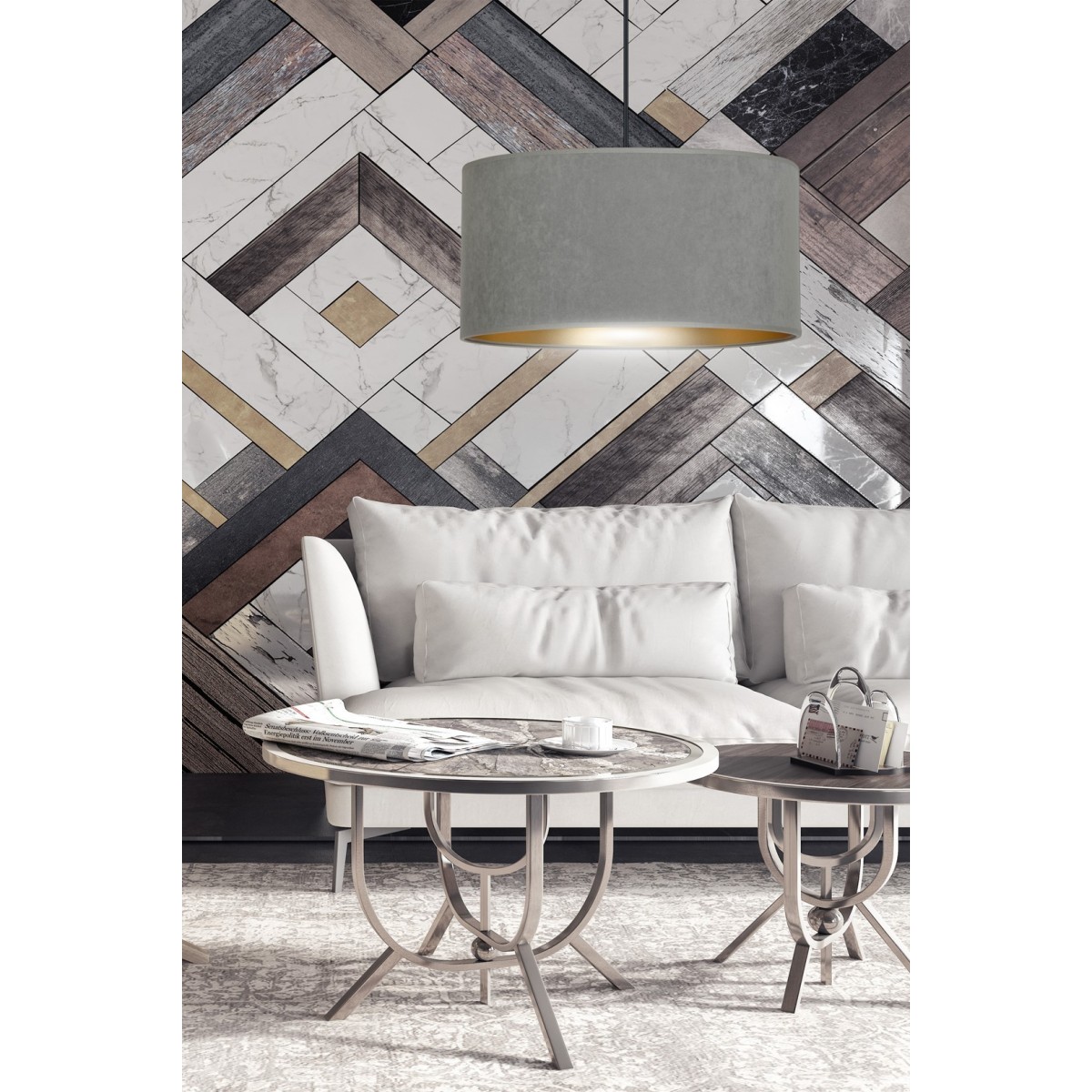 LAMPA WISZĄCA HILDE 1 BL GRAY kolor szary / złoty