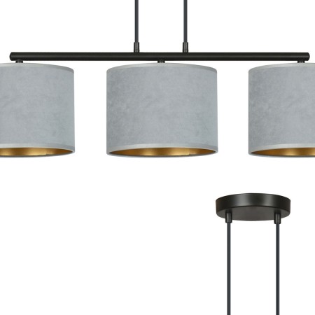 LAMPA WISZĄCA HILDE 3 BL GRAY kolor szary / złoty