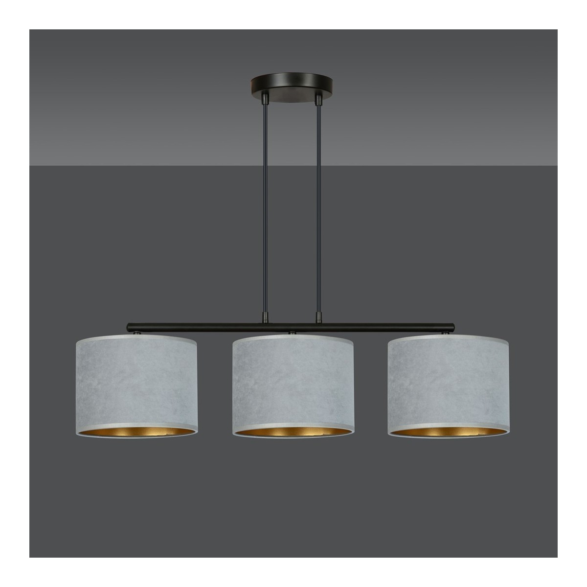 LAMPA WISZĄCA HILDE 3 BL GRAY kolor szary / złoty