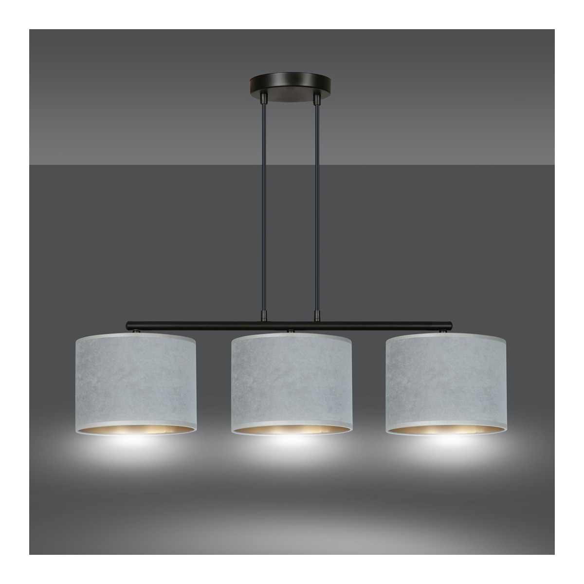 LAMPA WISZĄCA HILDE 3 BL GRAY kolor szary / złoty