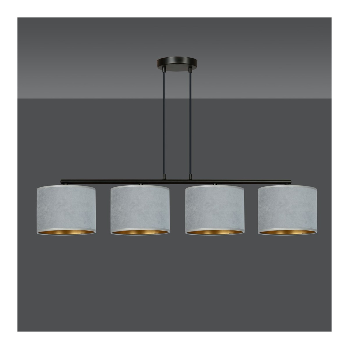 LAMPA WISZĄCA HILDE 4 BL GRAY kolor szary / złoty
