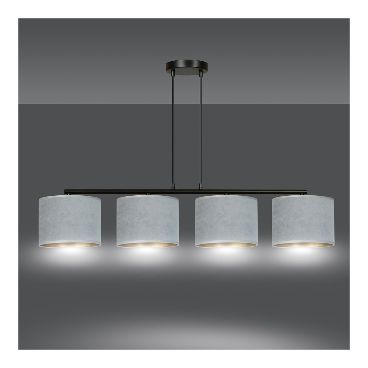 LAMPA WISZĄCA HILDE 4 BL GRAY kolor szary / złoty