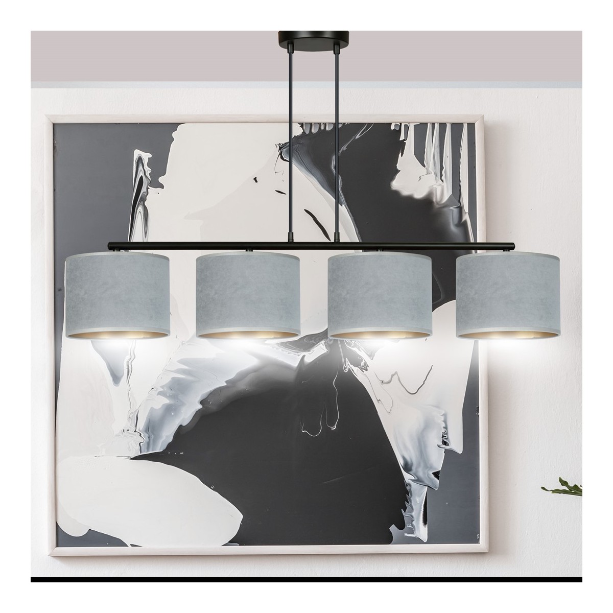 LAMPA WISZĄCA HILDE 4 BL GRAY kolor szary / złoty