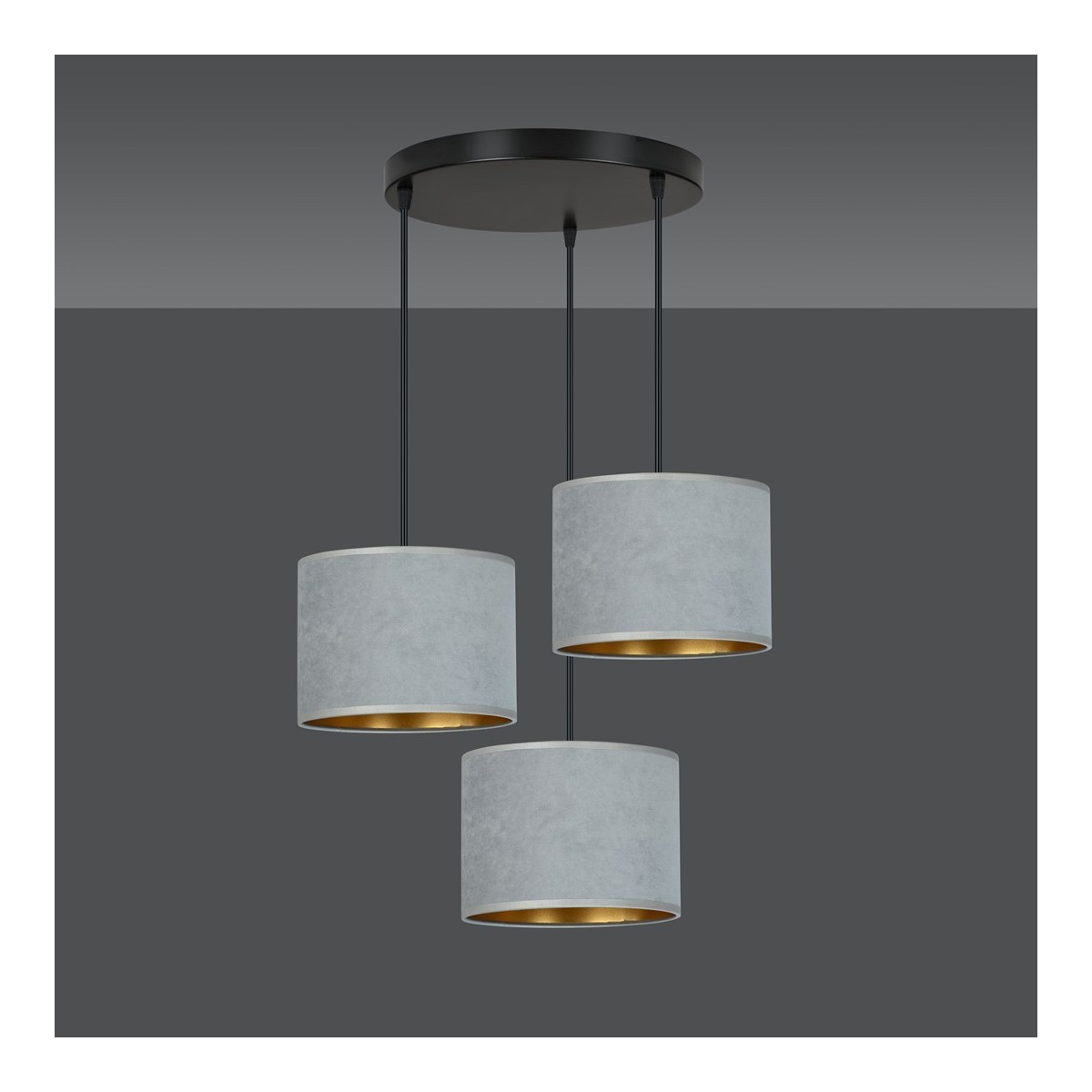 LAMPA WISZĄCA HILDE 3 BL PREMIUM GRAY kolor szary / złoty