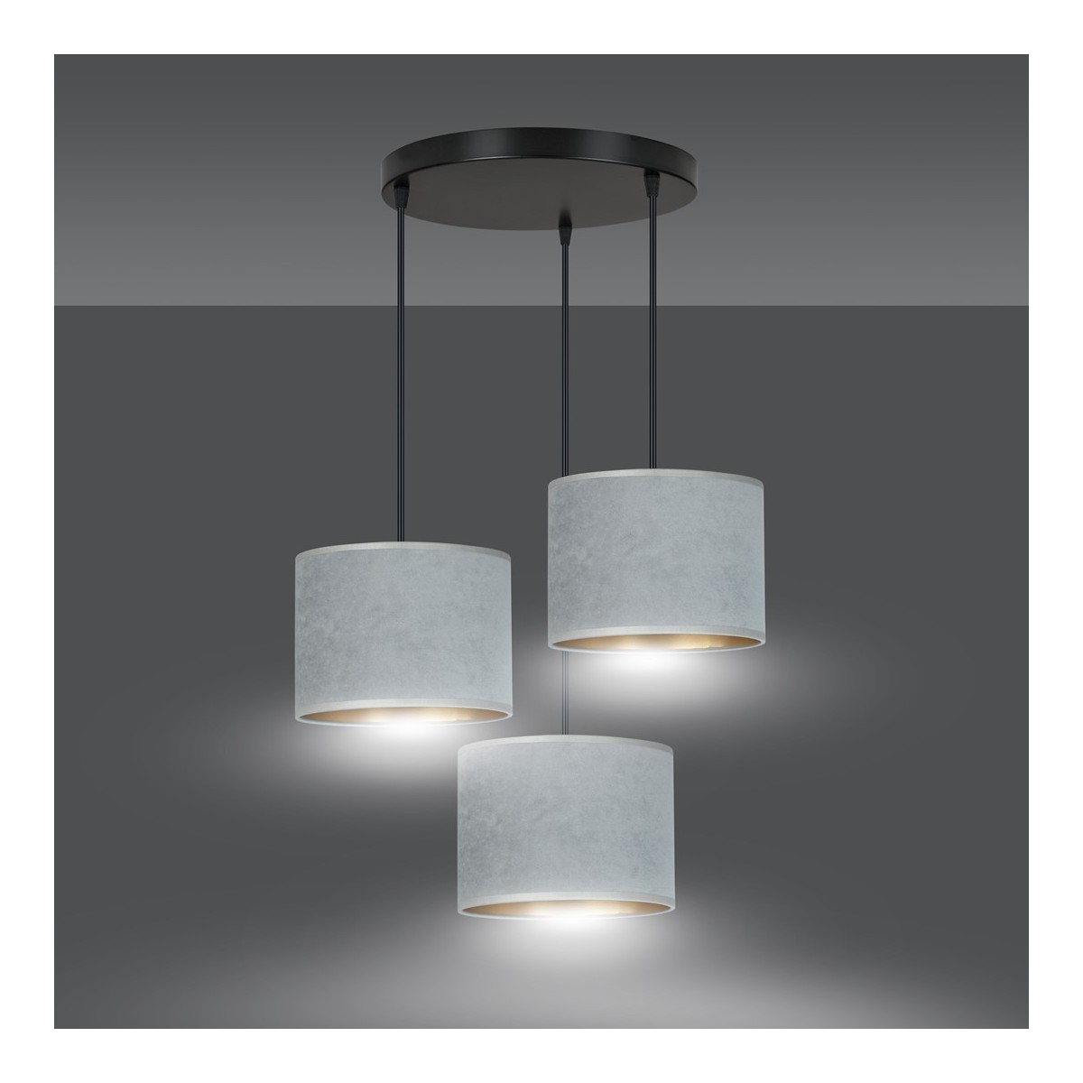 LAMPA WISZĄCA HILDE 3 BL PREMIUM GRAY kolor szary / złoty