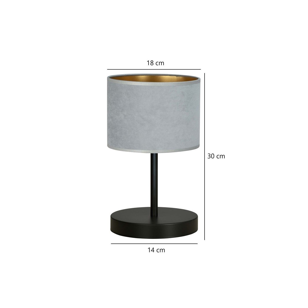 LAMPKA NOCNA  HILDE LN1 BL GRAY kolor szary / złoty