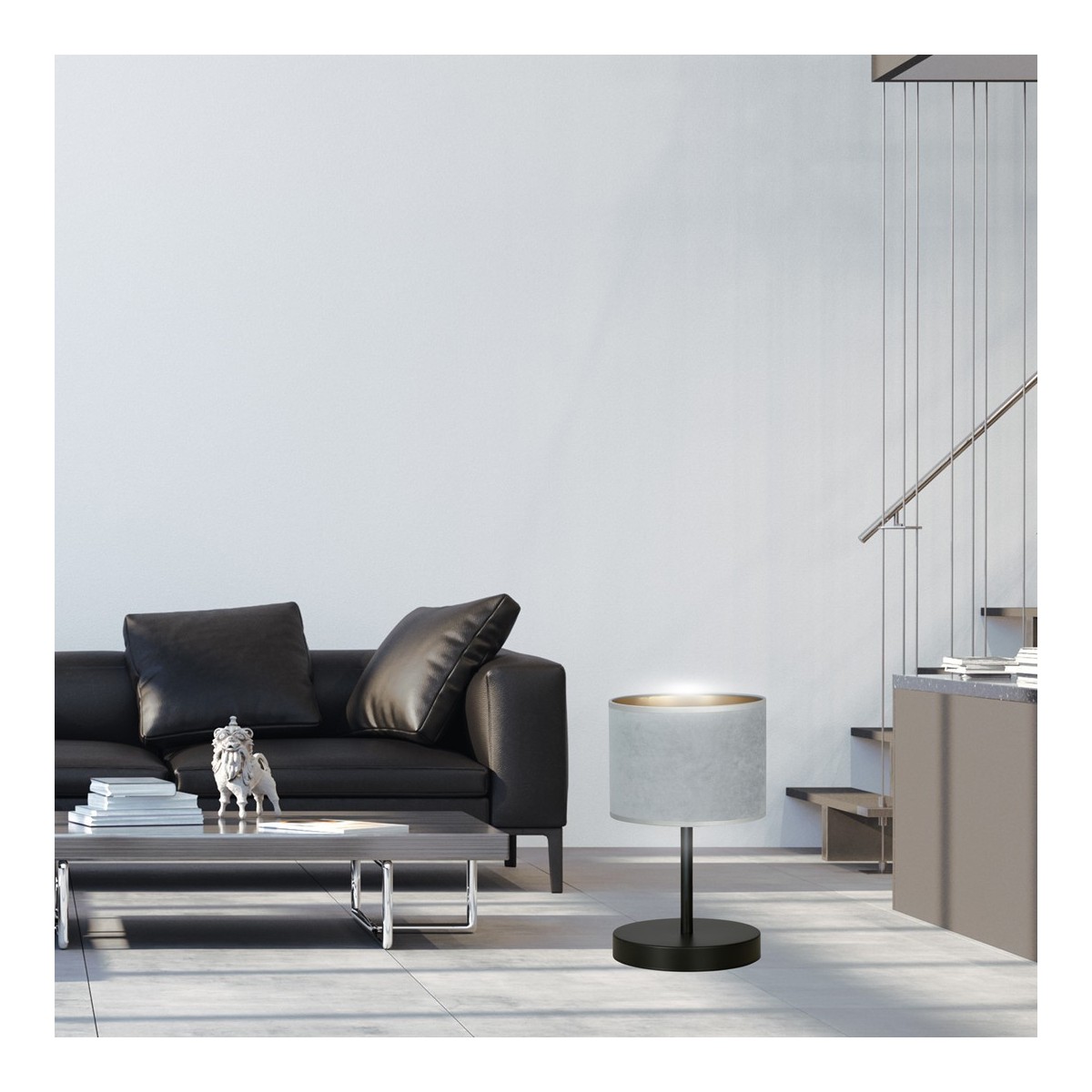 LAMPKA NOCNA  HILDE LN1 BL GRAY kolor szary / złoty