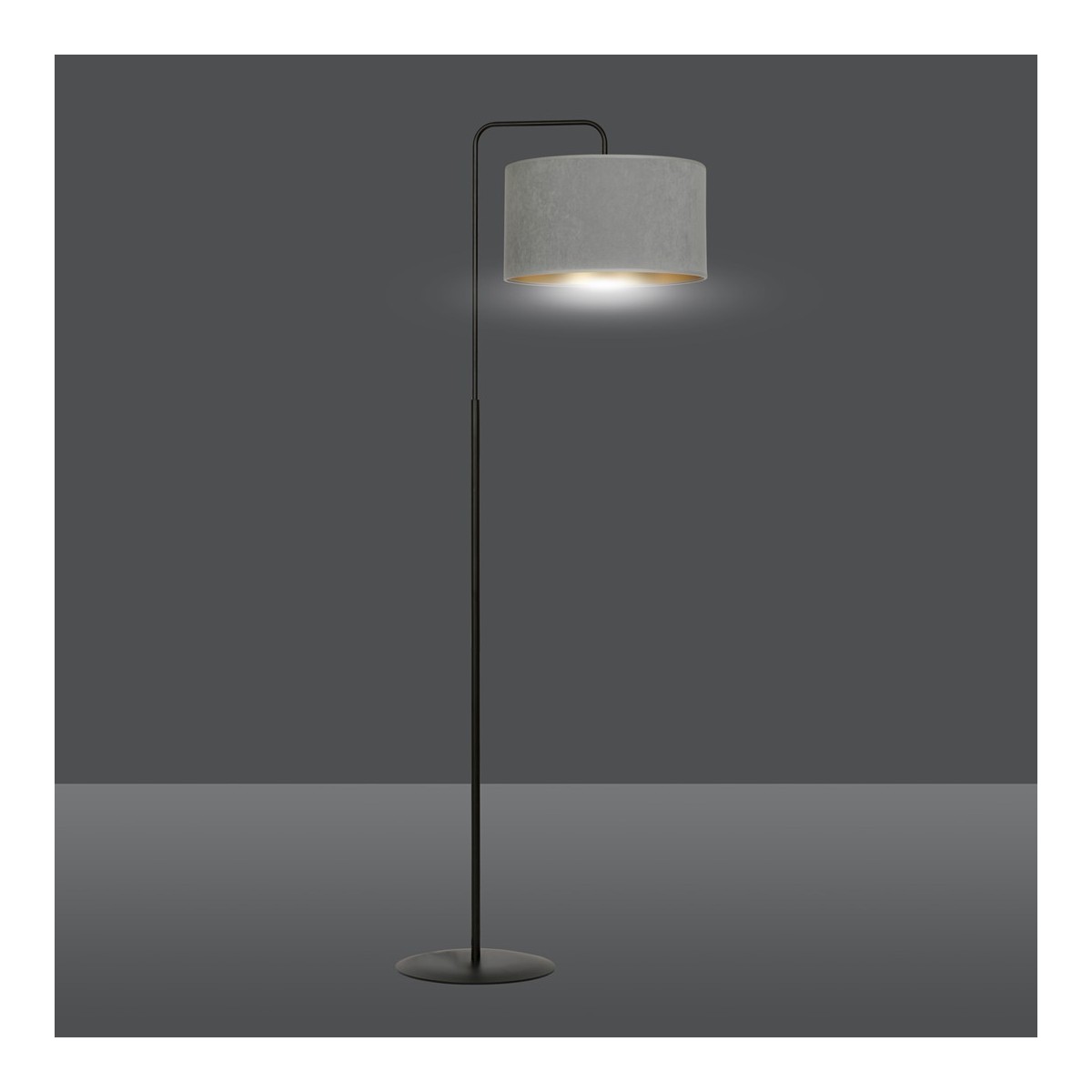 LAMPA STOJĄCA HILDE LP1 BL GRAY kolor szary / złoty