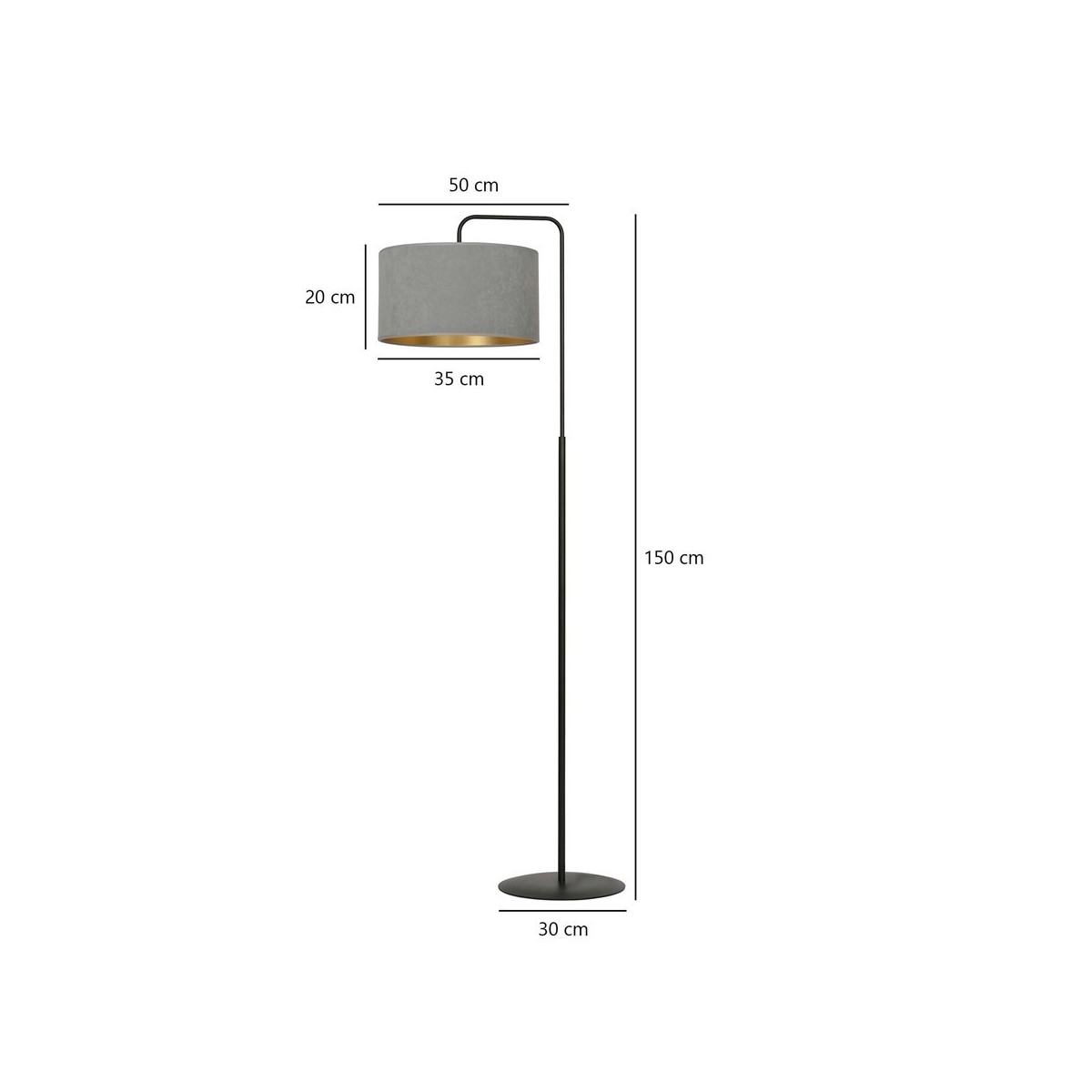 LAMPA STOJĄCA HILDE LP1 BL GRAY kolor szary / złoty