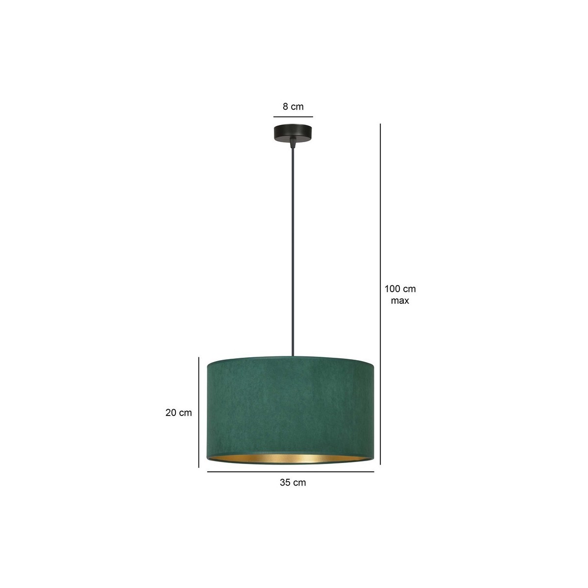 LAMPA WISZĄCA HILDE 1 BL GREEN kolor zielony / złoty