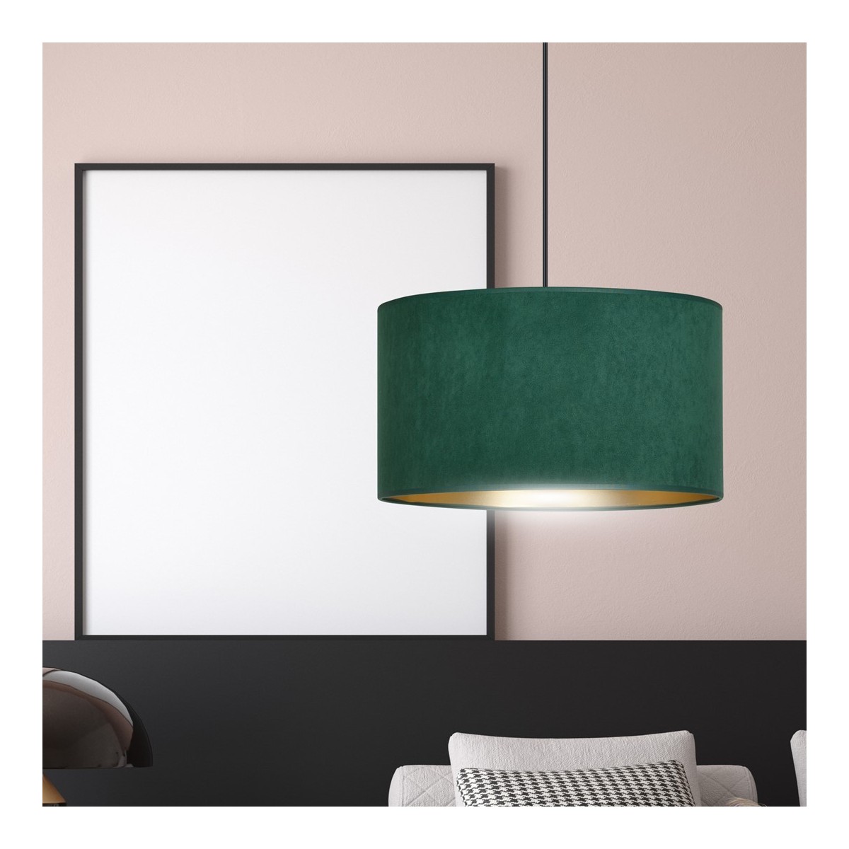 LAMPA WISZĄCA HILDE 1 BL GREEN kolor zielony / złoty