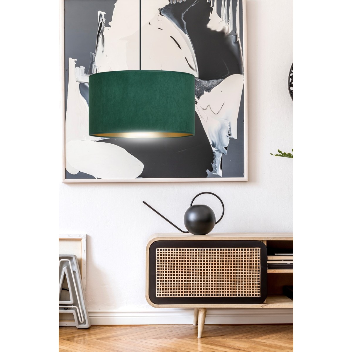 LAMPA WISZĄCA HILDE 1 BL GREEN kolor zielony / złoty