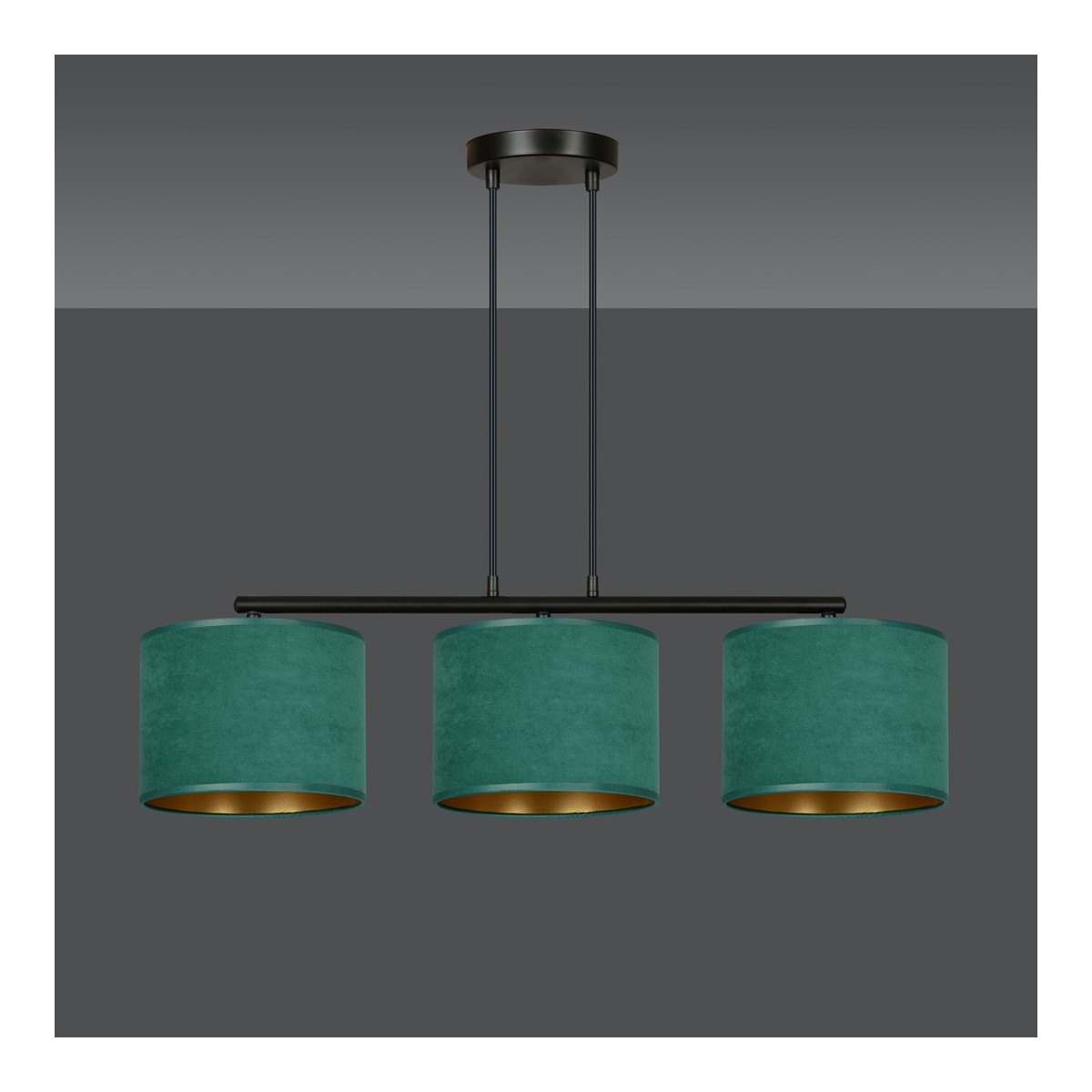 LAMPA WISZĄCA HILDE 3 BL GREEN kolor zielony / złoty