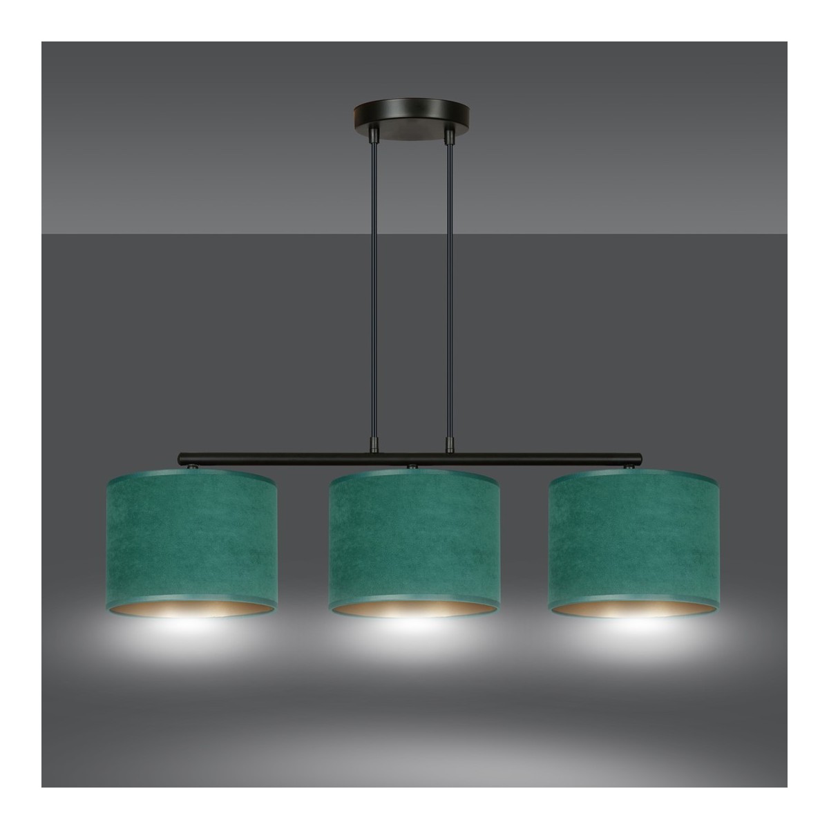 LAMPA WISZĄCA HILDE 3 BL GREEN kolor zielony / złoty