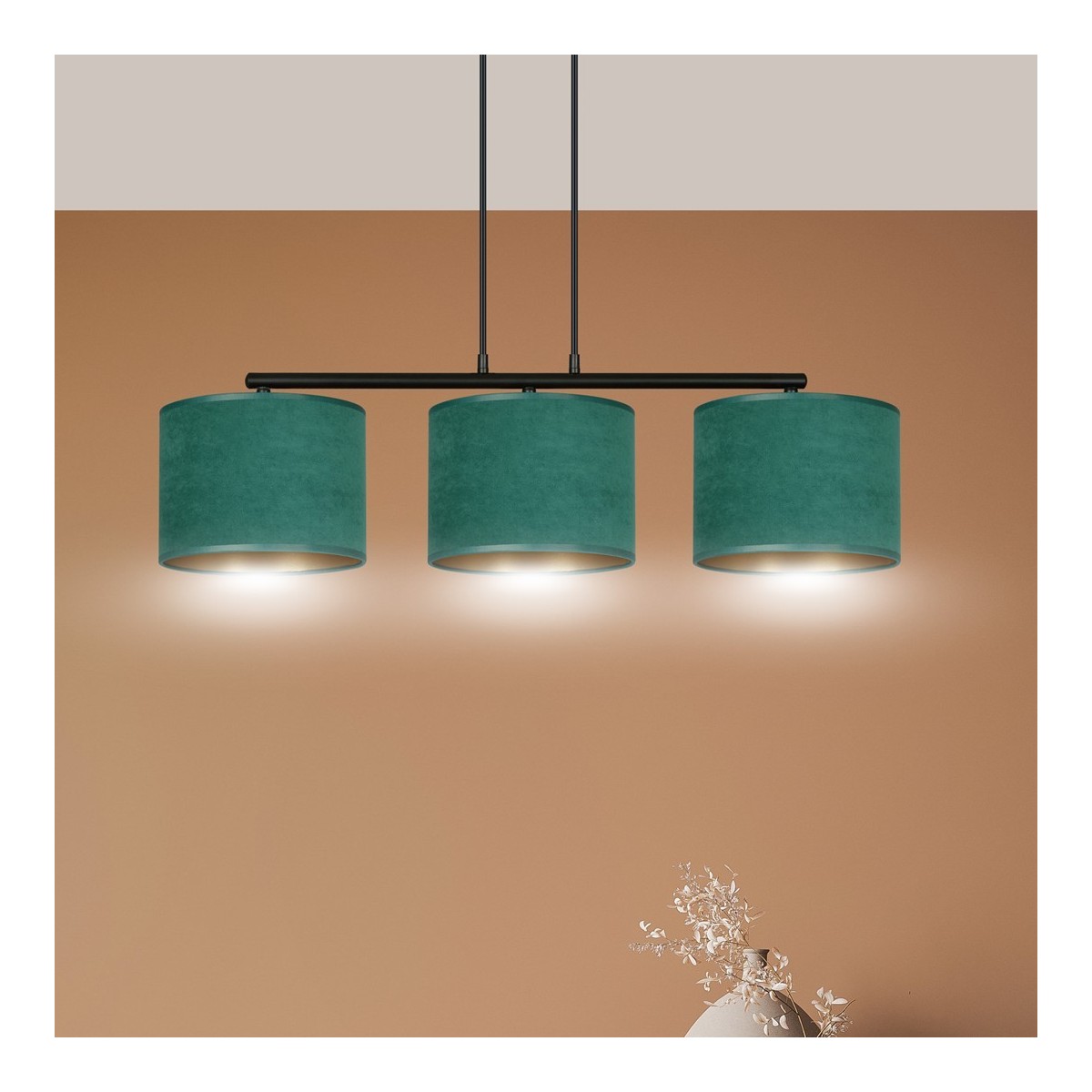 LAMPA WISZĄCA HILDE 3 BL GREEN kolor zielony / złoty