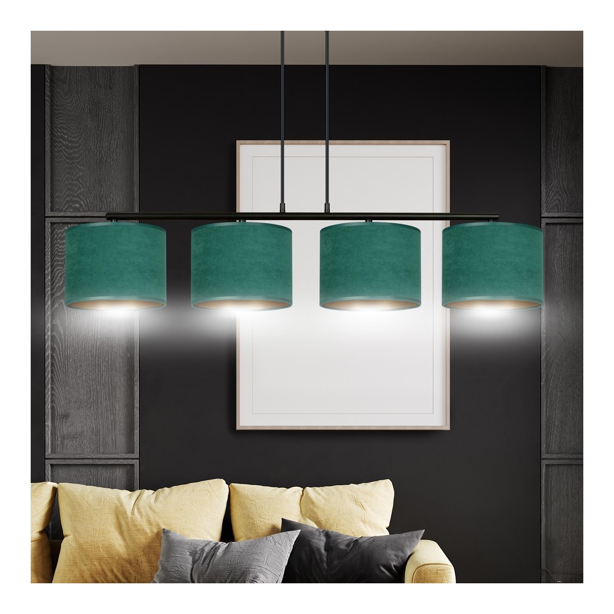 LAMPA WISZĄCA HILDE 4 BL GREEN kolor zielony / złoty