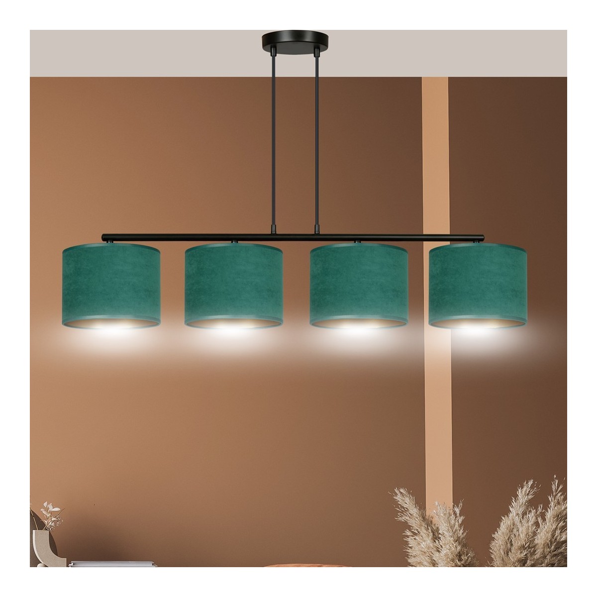 LAMPA WISZĄCA HILDE 4 BL GREEN kolor zielony / złoty
