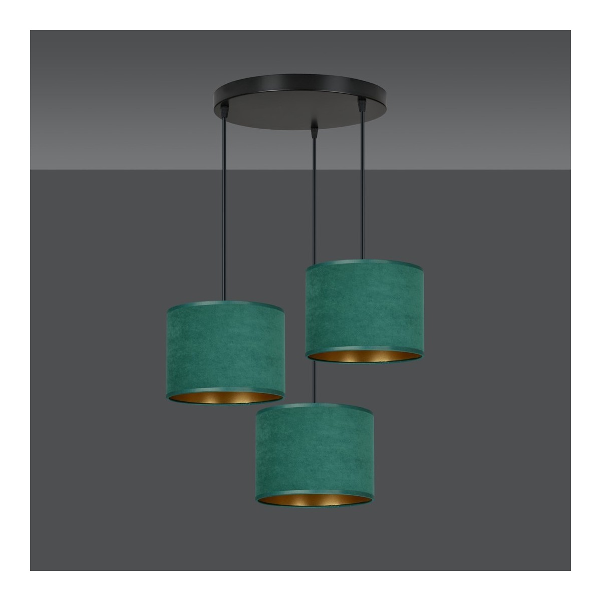 LAMPA WISZĄCA HILDE 3 BL PREMIUM GREEN kolor zielony / złoty