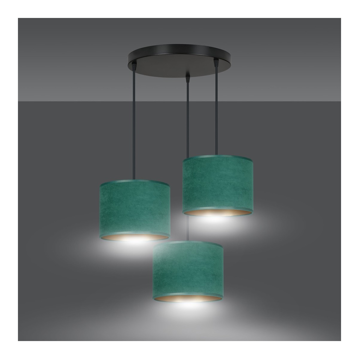 LAMPA WISZĄCA HILDE 3 BL PREMIUM GREEN kolor zielony / złoty