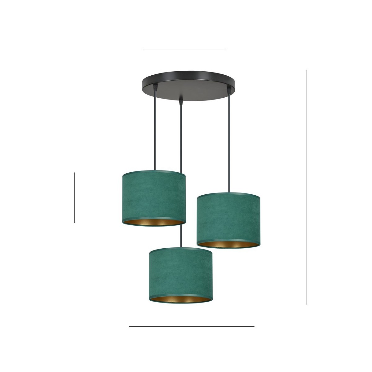 LAMPA WISZĄCA HILDE 3 BL PREMIUM GREEN kolor zielony / złoty