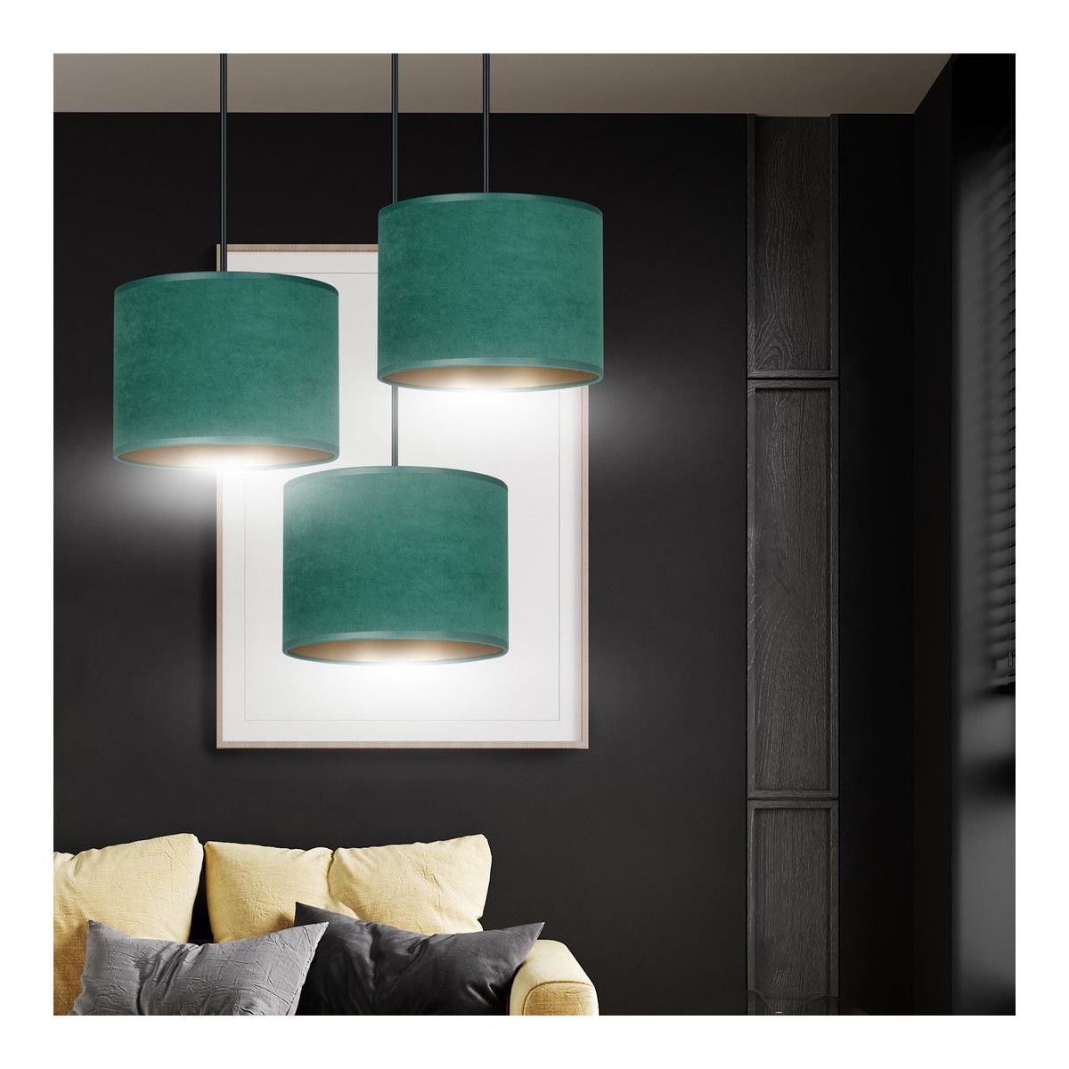 LAMPA WISZĄCA HILDE 3 BL PREMIUM GREEN kolor zielony / złoty