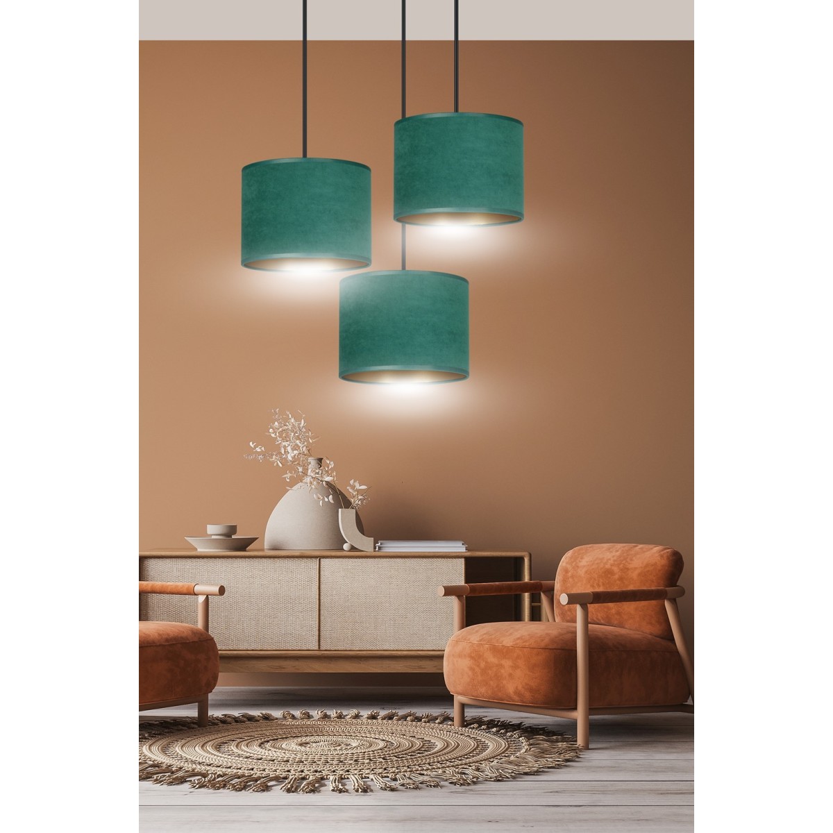 LAMPA WISZĄCA HILDE 3 BL PREMIUM GREEN kolor zielony / złoty