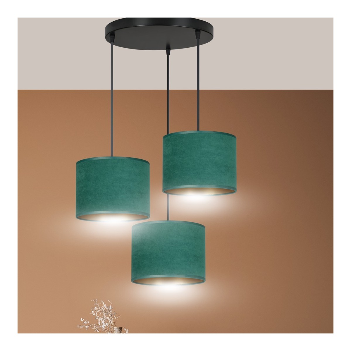 LAMPA WISZĄCA HILDE 3 BL PREMIUM GREEN kolor zielony / złoty