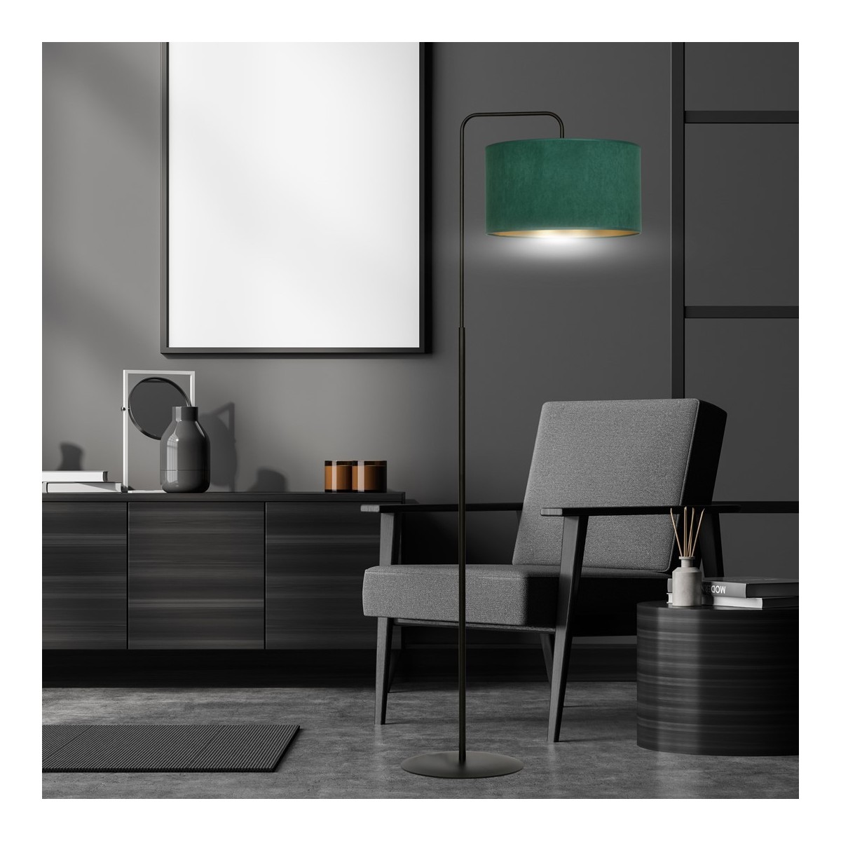 LAMPA STOJĄCA HILDE LP1 BL GREEN kolor zielony / złoty