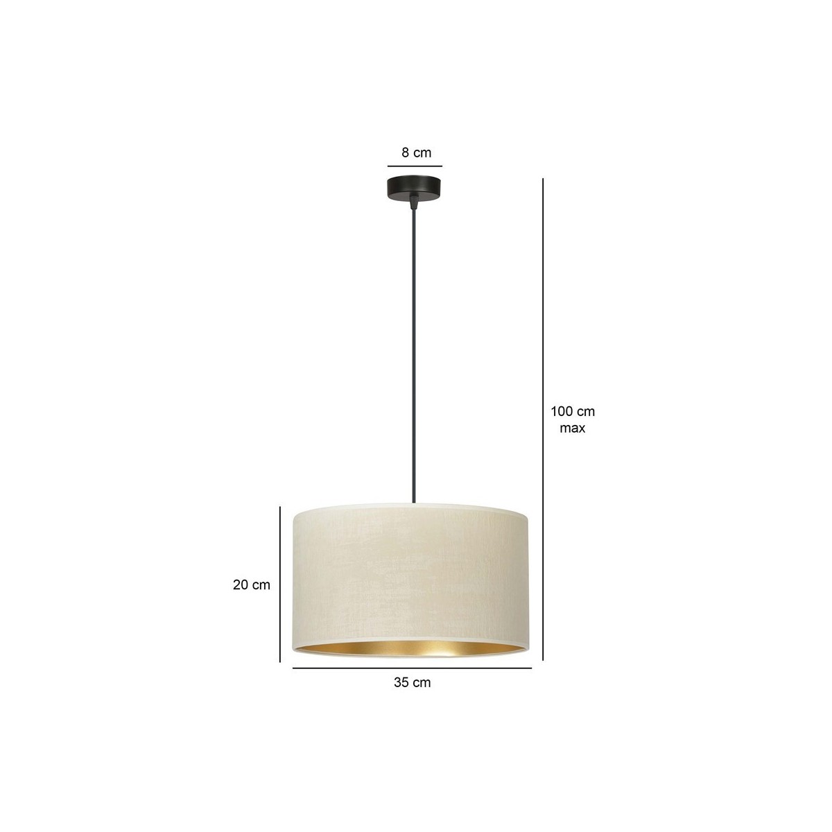 LAMPA WISZĄCA HILDE 1 BL WHITE kolor biały / złoty