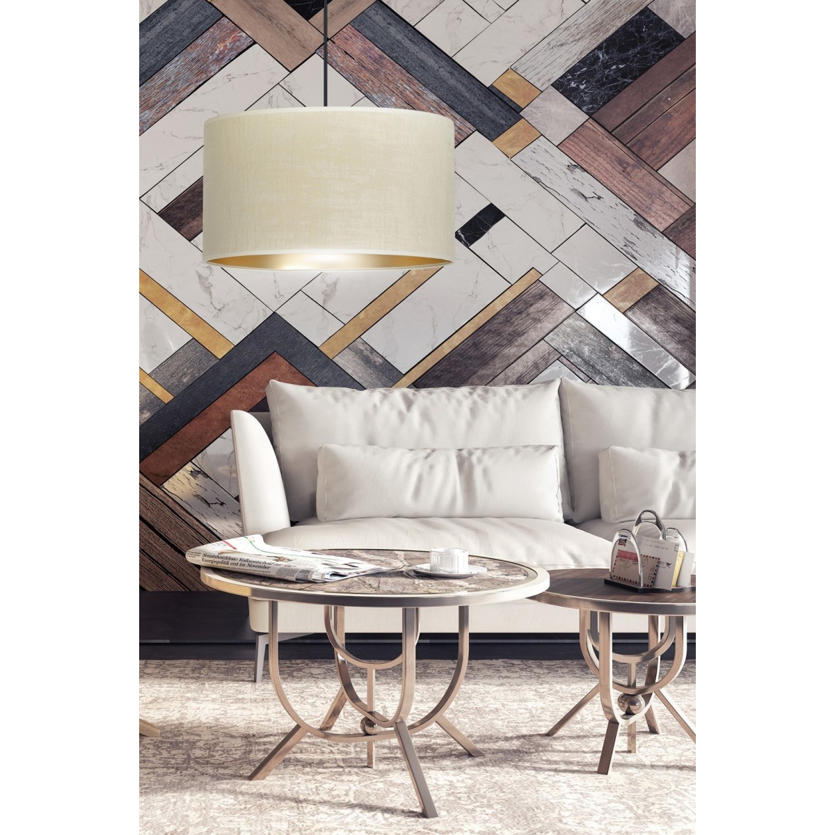 LAMPA WISZĄCA HILDE 1 BL WHITE kolor biały / złoty