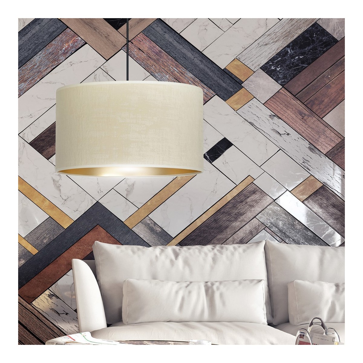 LAMPA WISZĄCA HILDE 1 BL WHITE kolor biały / złoty