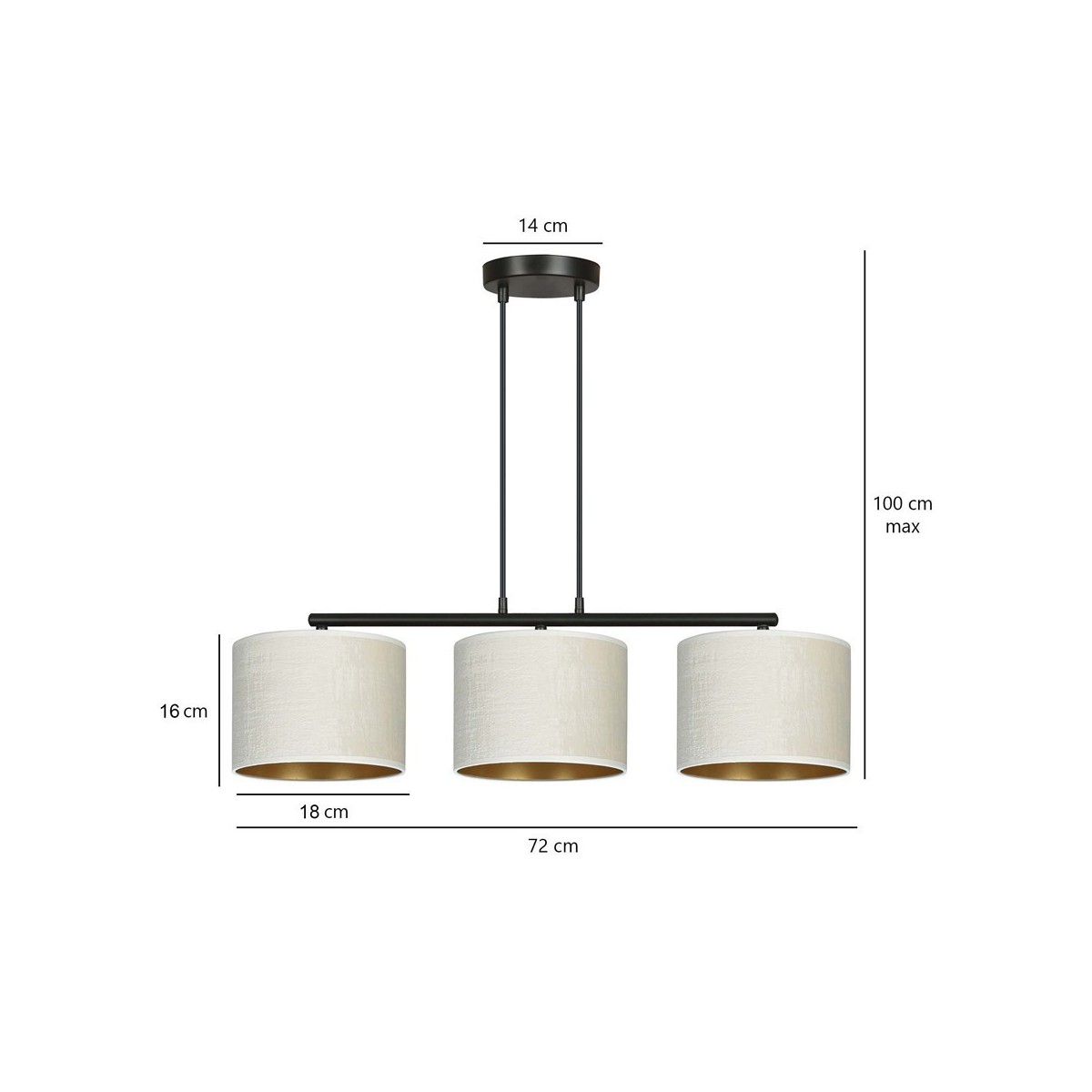 LAMPA WISZĄCA HILDE 3 BL WHITE kolor biały / złoty