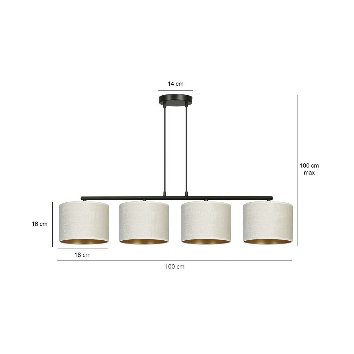 LAMPA WISZĄCA HILDE 4 BL WHITE kolor biały / złoty