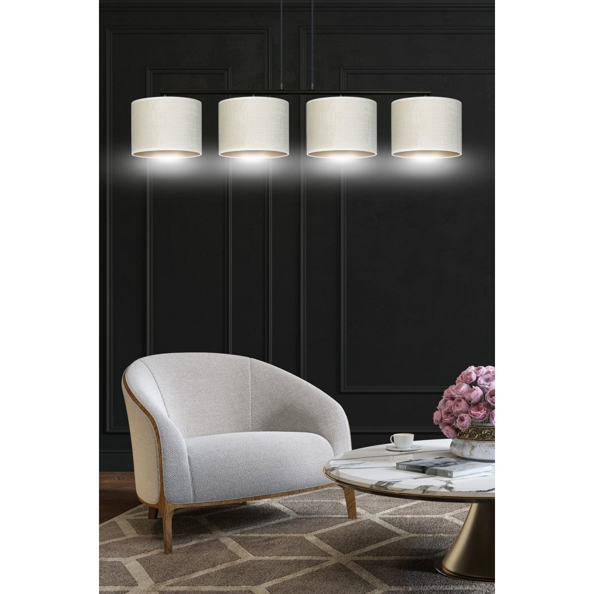 LAMPA WISZĄCA HILDE 4 BL WHITE kolor biały / złoty