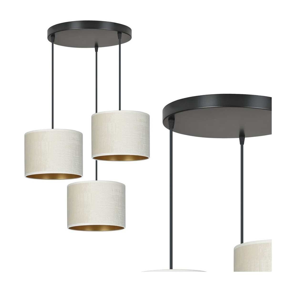 LAMPA WISZĄCA HILDE 3 BL PREMIUM WHITE kolor biały / złoty