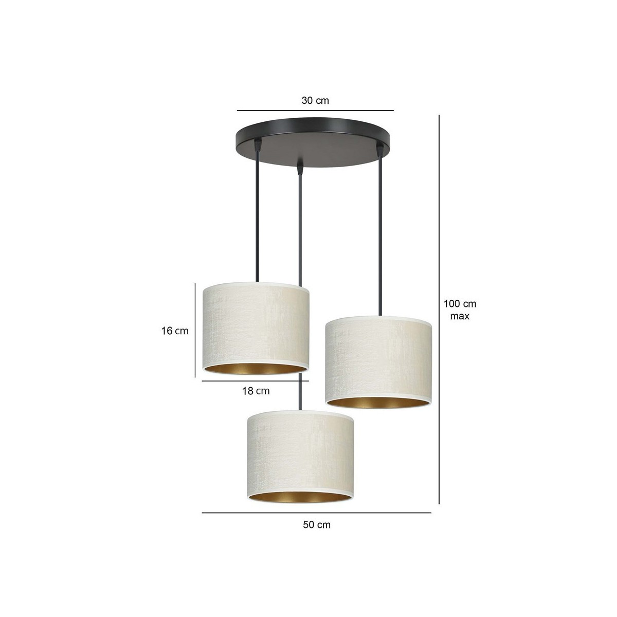 LAMPA WISZĄCA HILDE 3 BL PREMIUM WHITE kolor biały / złoty