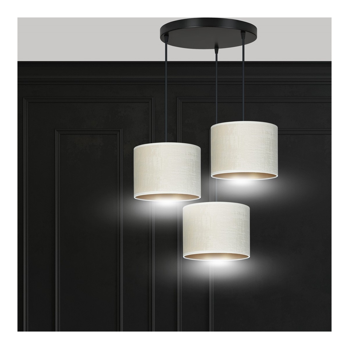 LAMPA WISZĄCA HILDE 3 BL PREMIUM WHITE kolor biały / złoty