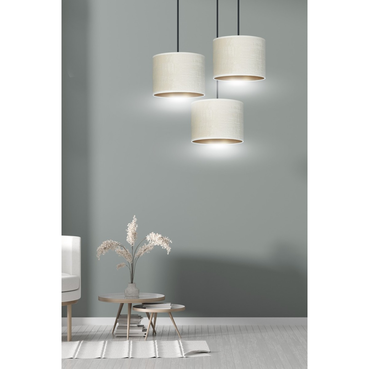 LAMPA WISZĄCA HILDE 3 BL PREMIUM WHITE kolor biały / złoty