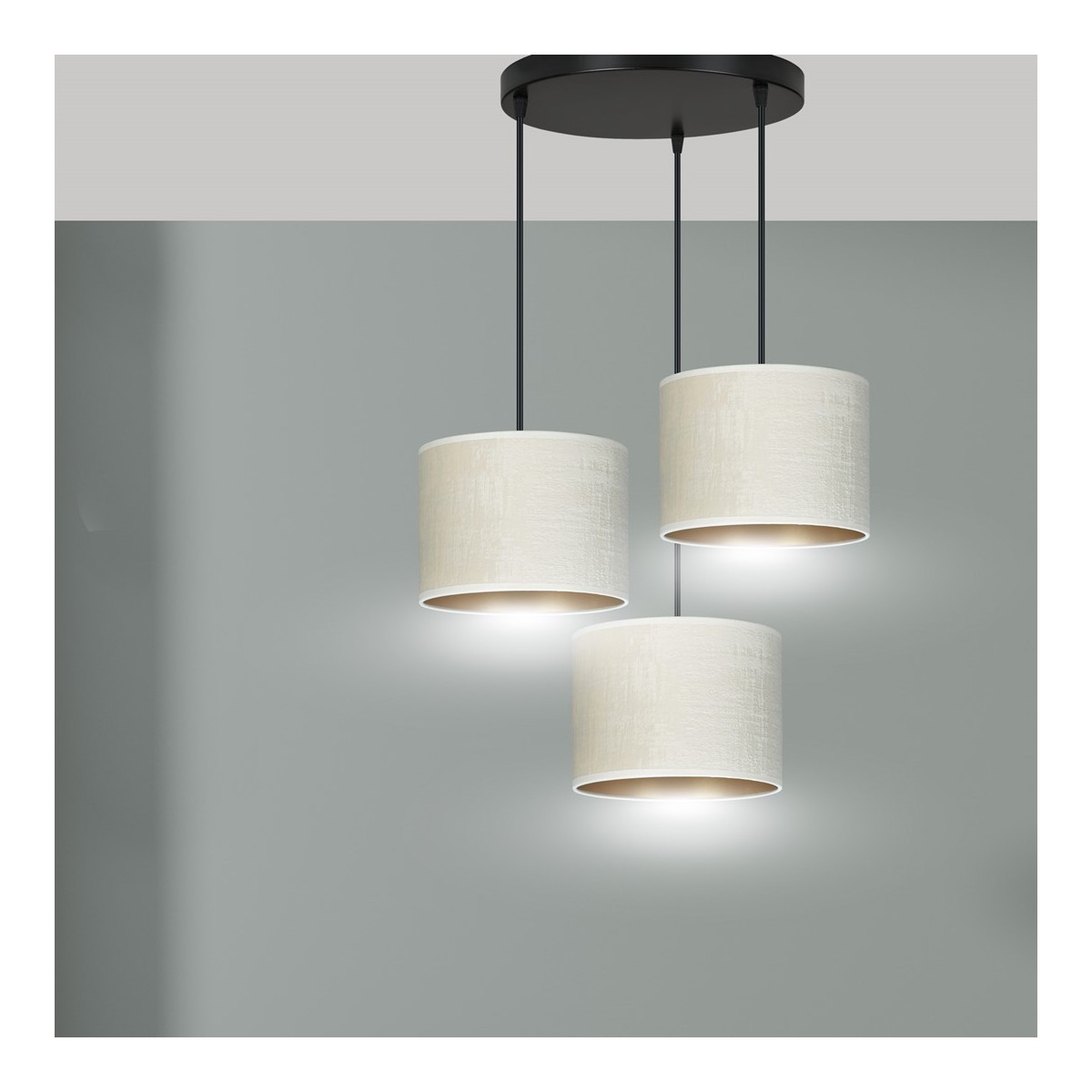 LAMPA WISZĄCA HILDE 3 BL PREMIUM WHITE kolor biały / złoty