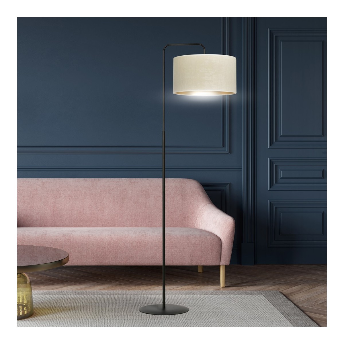 LAMPA STOJĄCA HILDE LP1 BL WHITE kolor biały / złoty