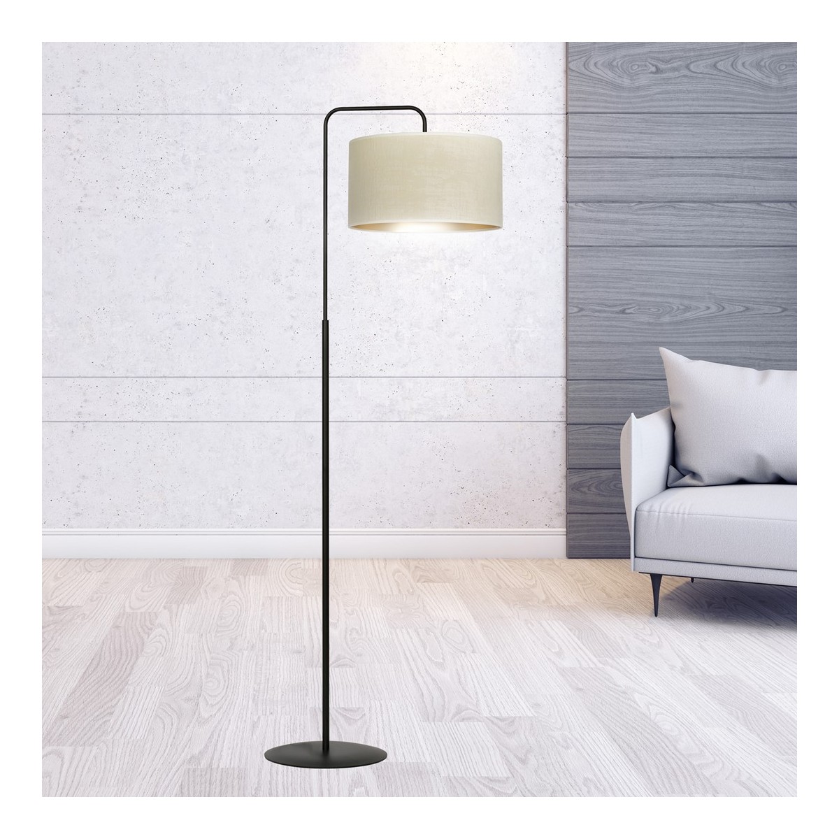 LAMPA STOJĄCA HILDE LP1 BL WHITE kolor biały / złoty