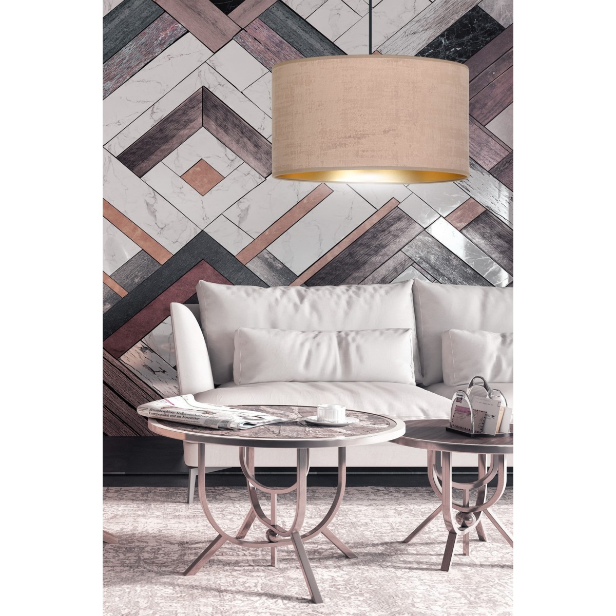 LAMPA WISZĄCA HILDE 1 BL ROSE kolor różowy / złoty