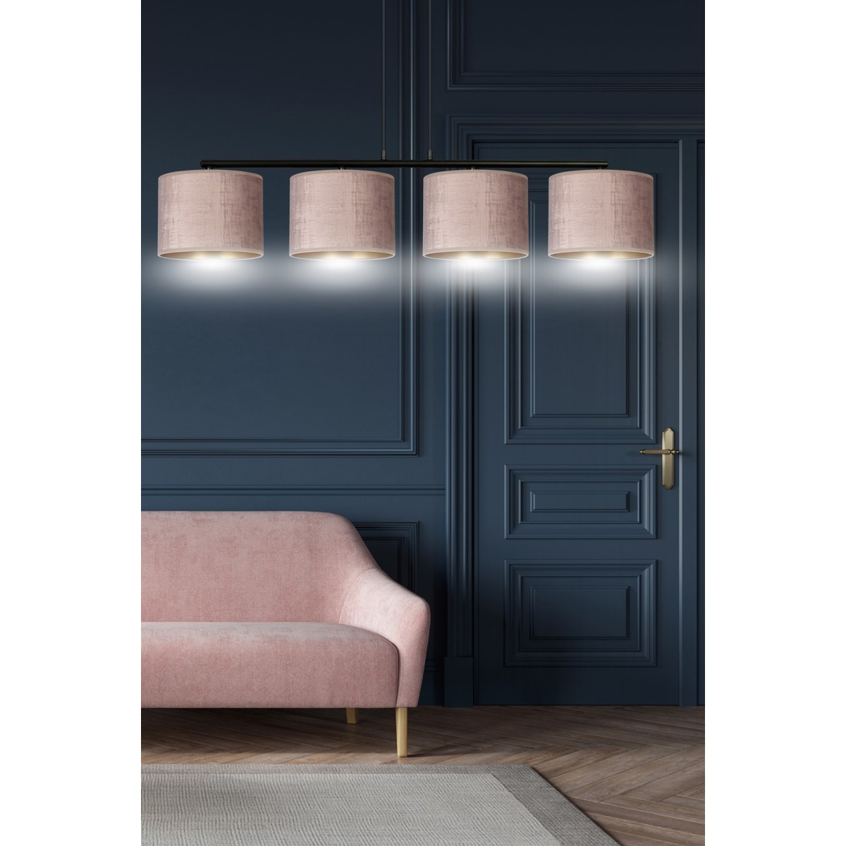 LAMPA WISZĄCA HILDE 4 BL ROSE kolor różowy / złoty