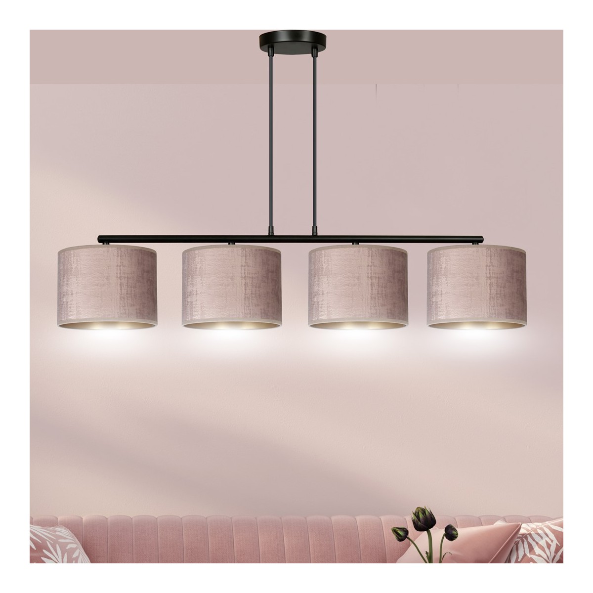 LAMPA WISZĄCA HILDE 4 BL ROSE kolor różowy / złoty