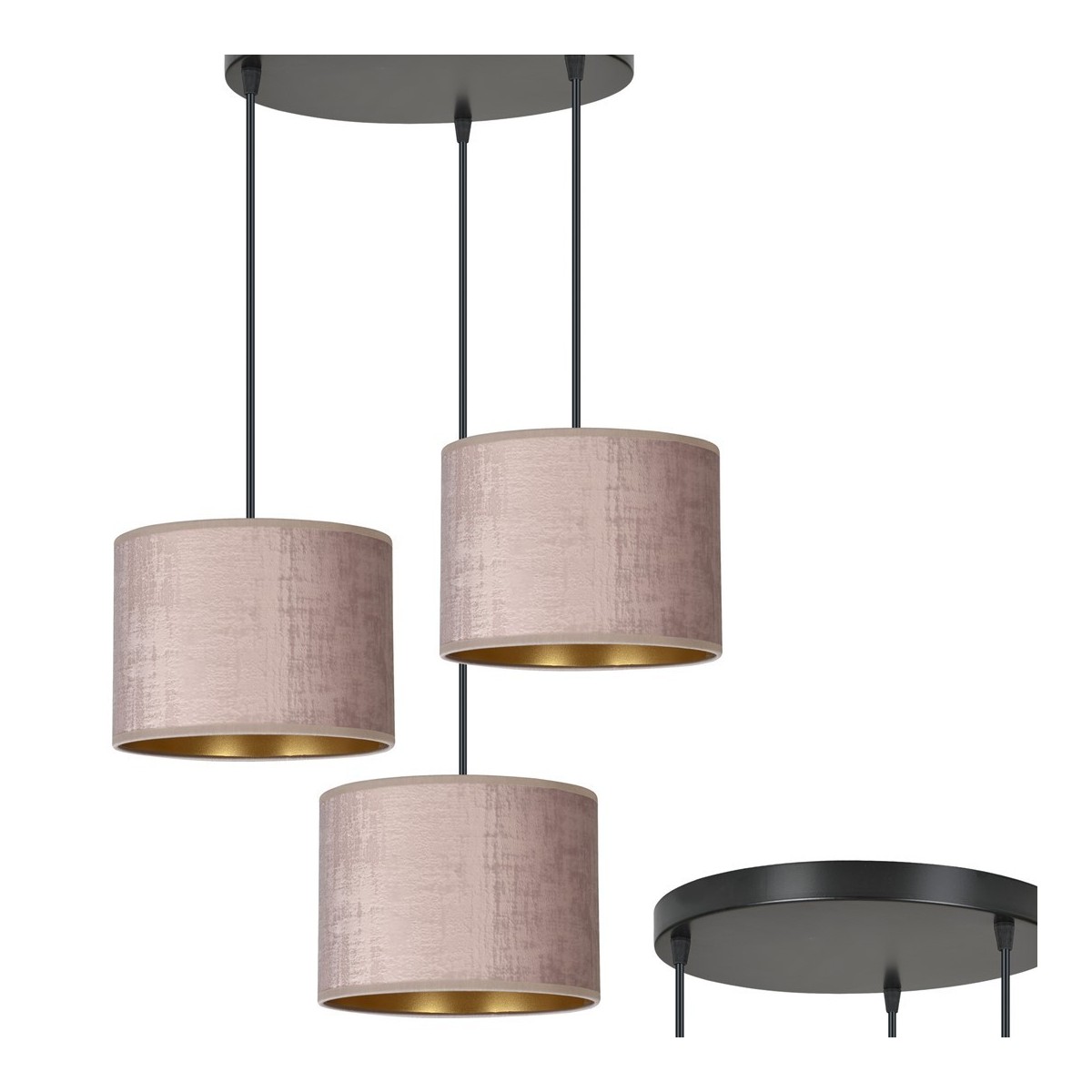 LAMPA WISZĄCA HILDE 3 BL PREMIUM ROSE kolor różowy / złoty