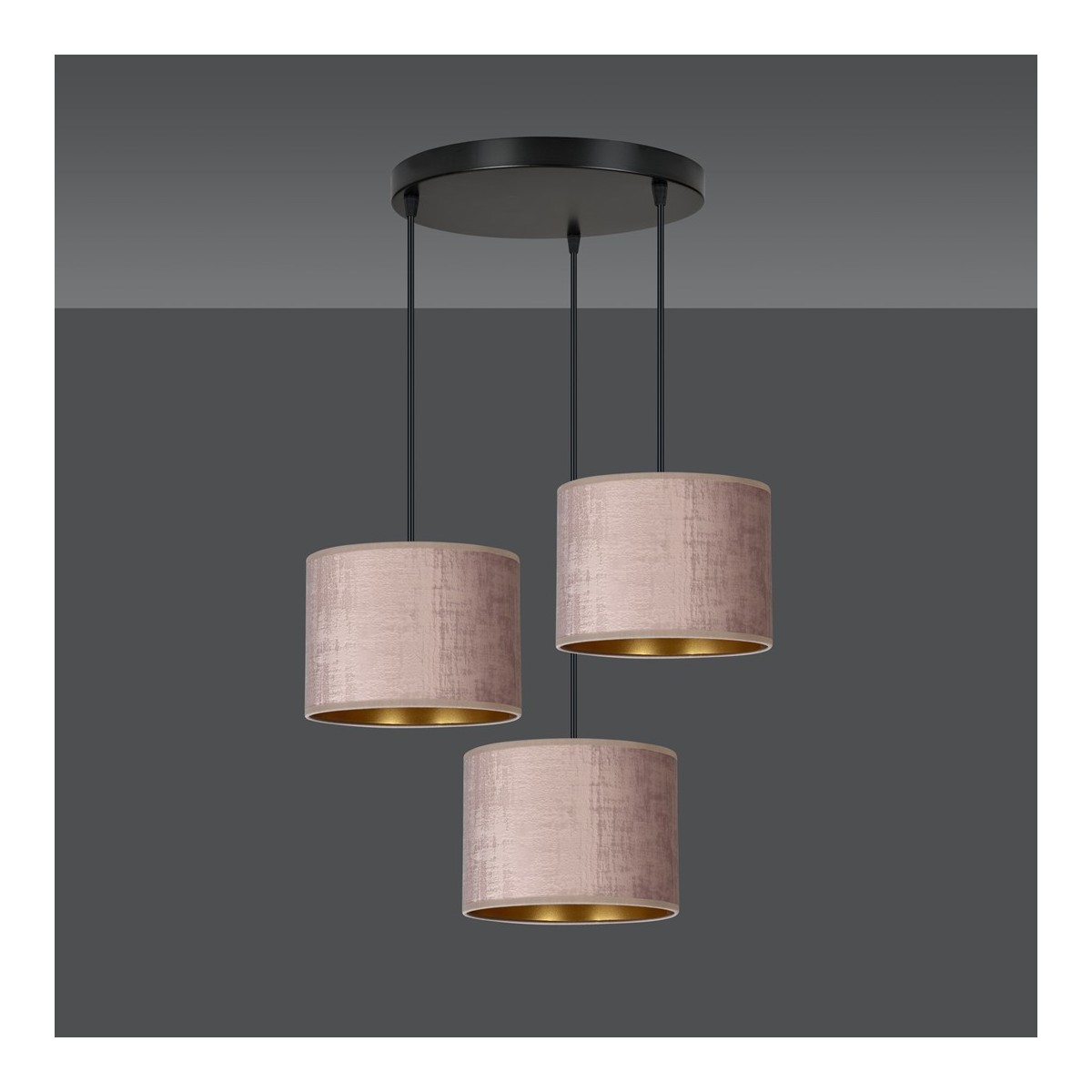 LAMPA WISZĄCA HILDE 3 BL PREMIUM ROSE kolor różowy / złoty