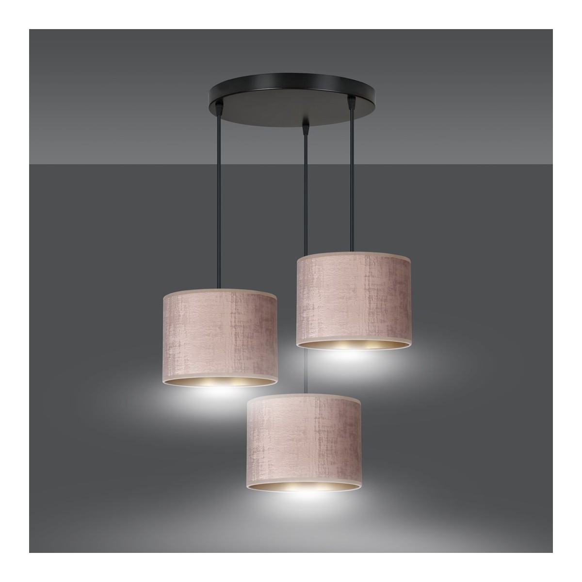 LAMPA WISZĄCA HILDE 3 BL PREMIUM ROSE kolor różowy / złoty